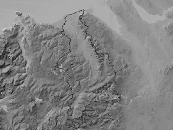 Denbighshire Region Wales Great Britain Grayscale Elevation Map Lakes Rivers — Stock Photo, Image