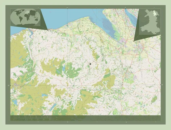 Денбігшир Регіон Уельс Велика Британія Відкрита Карта Вулиць Кутові Допоміжні — стокове фото