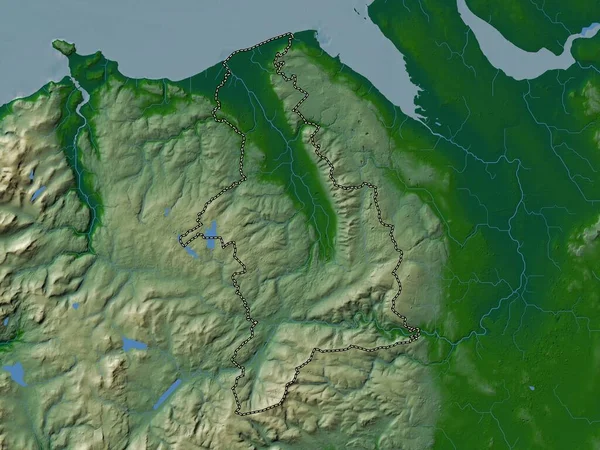 Denbighshire Région Pays Galles Grande Bretagne Carte Altitude Colorée Avec — Photo
