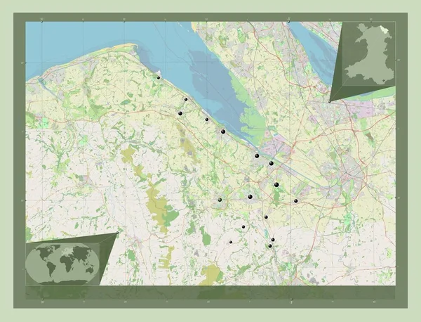 Flintshire Region Wales Great Britain Open Street Map Locations Major — Stock Photo, Image