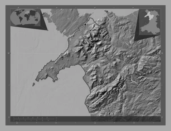 Gwynedd Region Wales Velká Británie Mapa Nadmořské Výšky Jezery Řekami — Stock fotografie