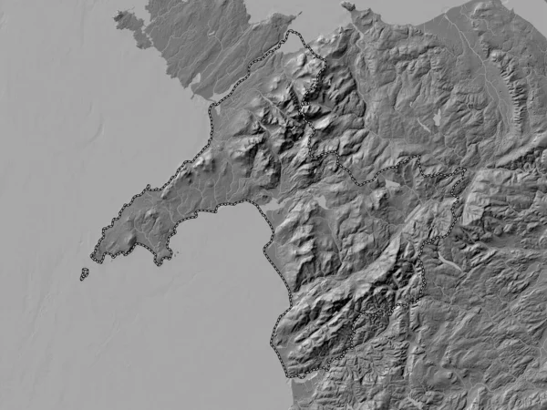 Gwynedd Región Gales Gran Bretaña Mapa Elevación Bilevel Con Lagos — Foto de Stock
