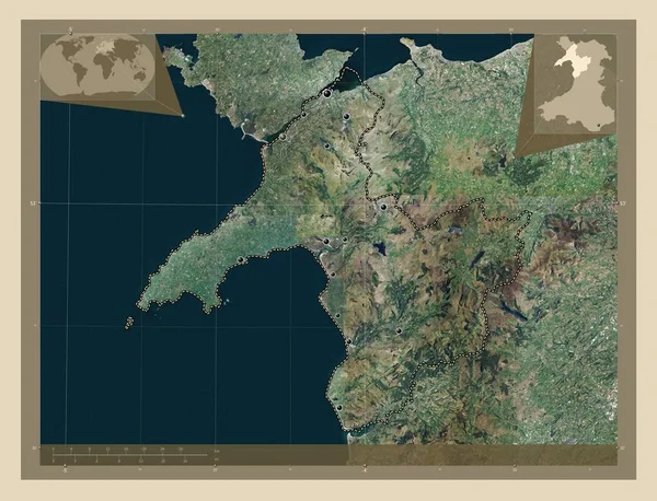 Gwynedd Région Pays Galles Grande Bretagne Carte Satellite Haute Résolution — Photo