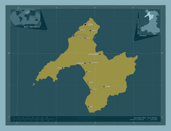 Gwynedd Região Gales Grã Bretanha Forma Cor Sólida Locais Nomes — Fotografia de Stock