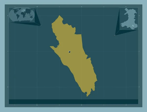 Merthyr Tydfil Regionen Wales Storbritannien Fast Färgform Hjälpkartor För Hörnen — Stockfoto