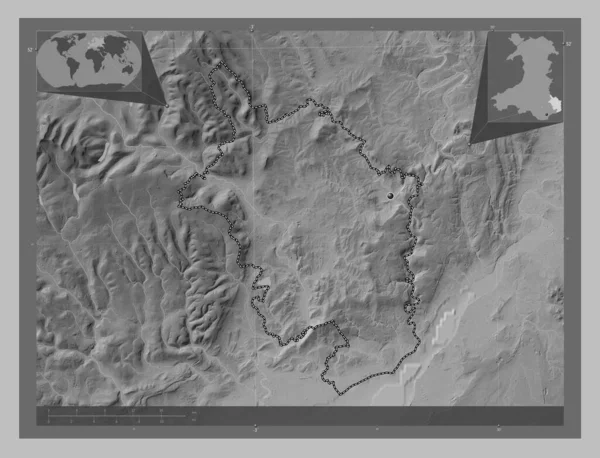 Monmouthshire Region Wales Great Britain Grayscale Elevation Map Lakes Rivers — Stock Photo, Image