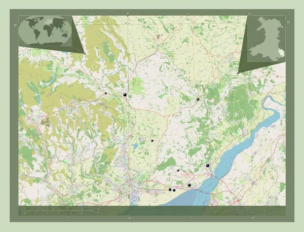 Monmouthshire Region Wales Großbritannien Open Street Map Standorte Der Wichtigsten — Stockfoto