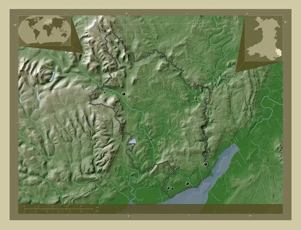 Monmouthshire Περιφέρεια Ουαλίας Μεγάλη Βρετανία Υψόμετρο Χάρτη Χρωματισμένο Στυλ Wiki — Φωτογραφία Αρχείου