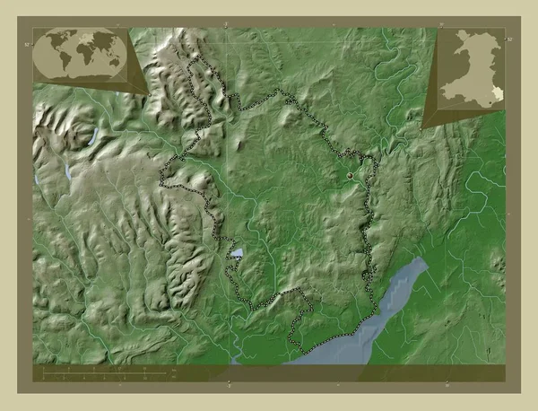 Монмутшир Регион Уэльса Великобритания Карта Высоты Окрашенная Вики Стиле Озерами — стоковое фото