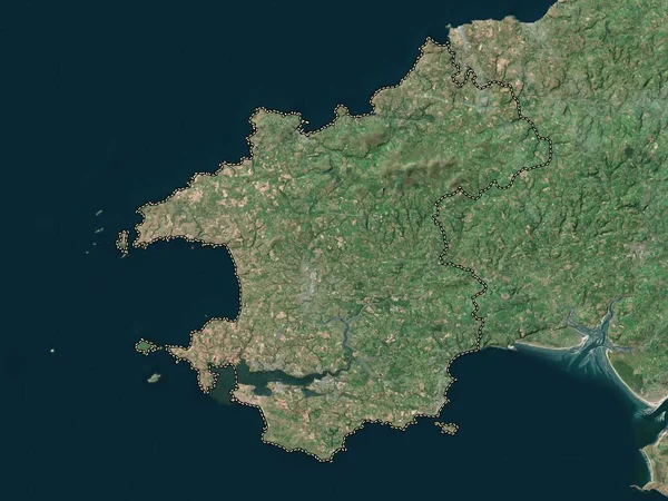 Pembrokeshire Región Gales Gran Bretaña Mapa Satelital Baja Resolución — Foto de Stock