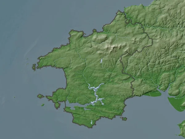 Pembrokeshire Région Pays Galles Grande Bretagne Carte Altitude Colorée Dans — Photo
