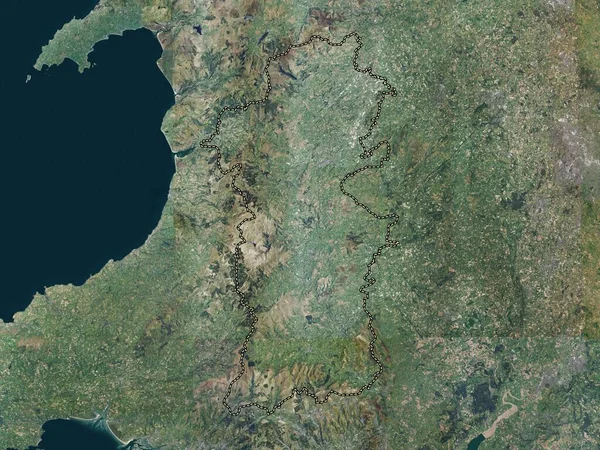 Powys Región Gales Gran Bretaña Mapa Satélite Alta Resolución —  Fotos de Stock