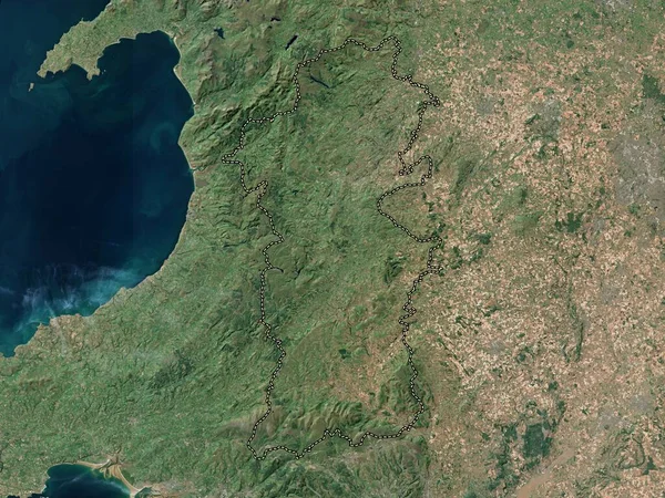 Powys Regionen Wales Storbritannien Lågupplöst Satellitkarta — Stockfoto