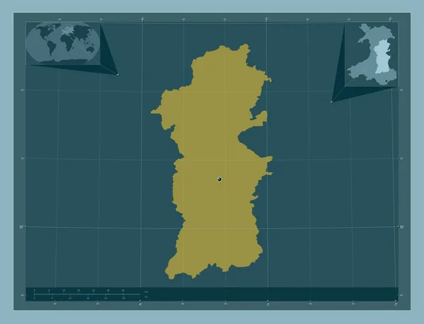 Powys Região Gales Grã Bretanha Forma Cor Sólida Mapa Localização — Fotografia de Stock