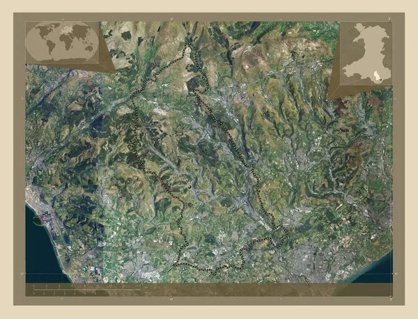 Rhondda Cynon Taf Região Gales Grã Bretanha Mapa Satélite Alta — Fotografia de Stock
