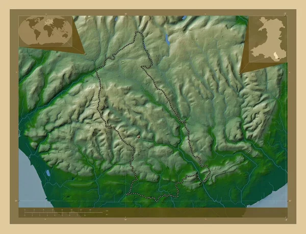 Rhondda Cynon Taf Περιφέρεια Ουαλίας Μεγάλη Βρετανία Χρωματιστός Υψομετρικός Χάρτης — Φωτογραφία Αρχείου