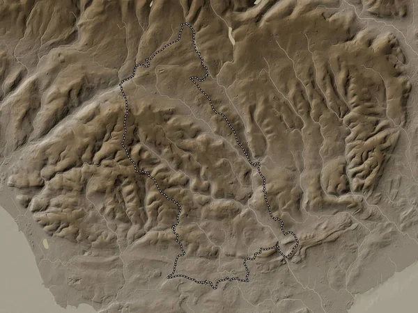 Rhondda Cynon Taf Galler Bölgesi Büyük Britanya Yükseklik Haritası Sepya — Stok fotoğraf