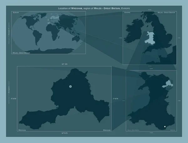 Wrexham Region Wales Great Britain Diagram Showing Location Region Larger — Stock Photo, Image