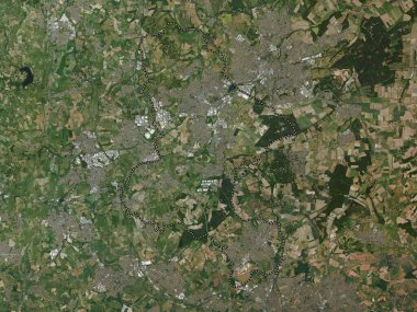 Ashfield, İngiltere 'nin metropolitan olmayan bölgesi, Büyük Britanya. Yüksek çözünürlüklü uydu haritası