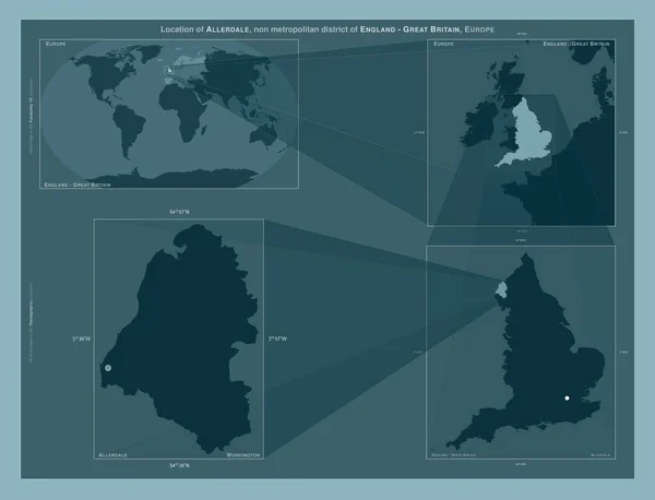 Allerdale Non Metropolitan District England Great Britain Diagram Showing Location — Stock Photo, Image