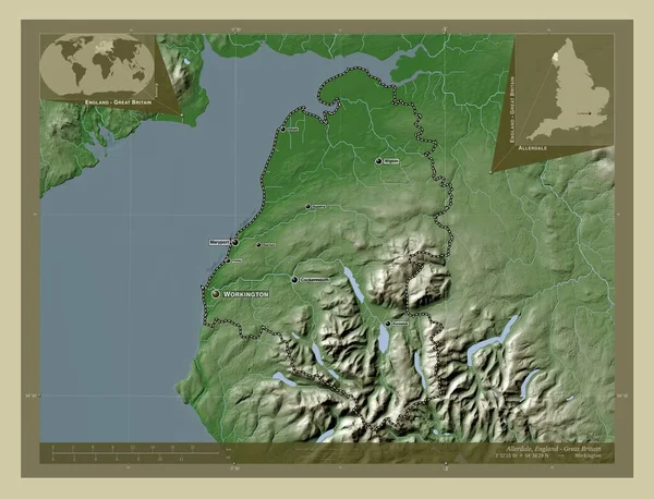 Allerdale Μητροπολιτική Περιφέρεια Αγγλίας Μεγάλης Βρετανίας Υψόμετρο Χάρτη Χρωματισμένο Στυλ — Φωτογραφία Αρχείου