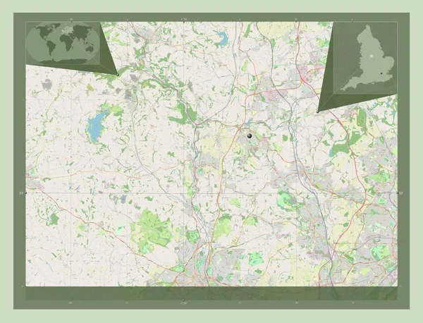 琥珀谷 英格兰的非都市地区 大不列颠 开放街道地图 角辅助位置图 — 图库照片