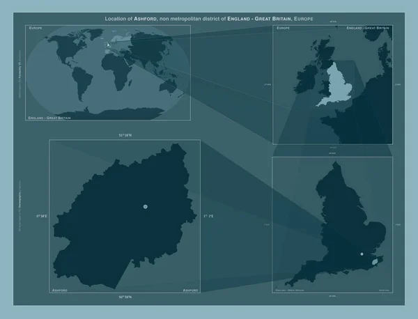 Эшфорд Необитаемый Район Англии Великобритания Диаграмма Показывающая Расположение Региона Крупных — стоковое фото