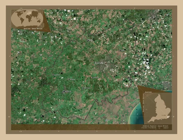 Ashford Distrito Metropolitano Inglaterra Gran Bretaña Mapa Satelital Baja Resolución —  Fotos de Stock