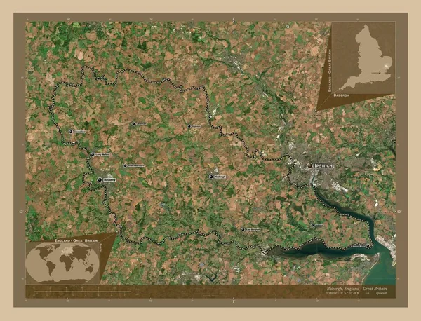 Babergh Distrito Metropolitano Inglaterra Gran Bretaña Mapa Satelital Baja Resolución —  Fotos de Stock
