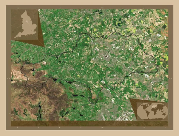 Barnsley Englands Administrativa Län Storbritannien Lågupplöst Satellitkarta Hjälpkartor För Hörnen — Stockfoto