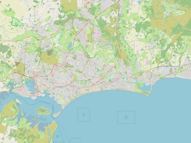 Bournemouth, Christchurch ve Poole, İngiltere 'nin üniter otoritesi Büyük Britanya. Açık Sokak Haritası