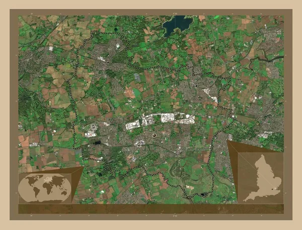 Basildon Niemetropolitalna Dzielnica Anglii Wielka Brytania Niska Rozdzielczość Satelity Lokalizacje — Zdjęcie stockowe