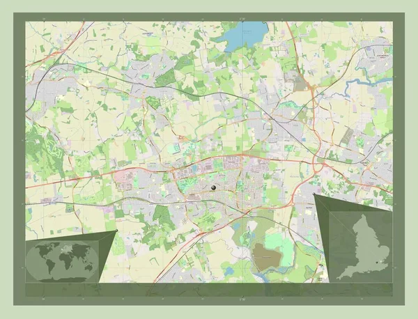 巴西尔登 英格兰的非大都市地区 大不列颠 开放街道地图 角辅助位置图 — 图库照片