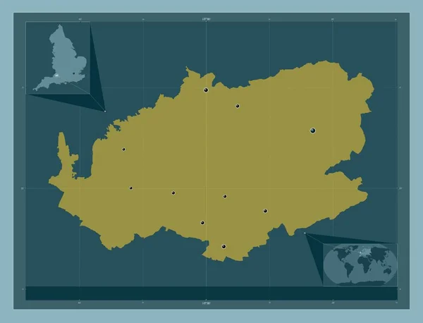 バースとノースイーストサマセット イギリスの統一当局 イギリス しっかりした色の形 地域の主要都市の場所 コーナー補助位置図 — ストック写真