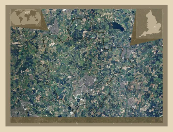 贝德福德 英格兰行政区划 大不列颠 高分辨率卫星地图 角辅助位置图 — 图库照片