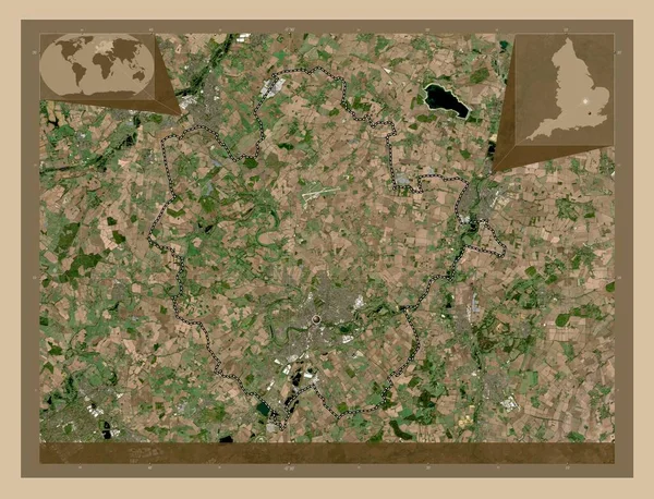 Bedford Condado Administrativo Inglaterra Gran Bretaña Mapa Satelital Baja Resolución — Foto de Stock
