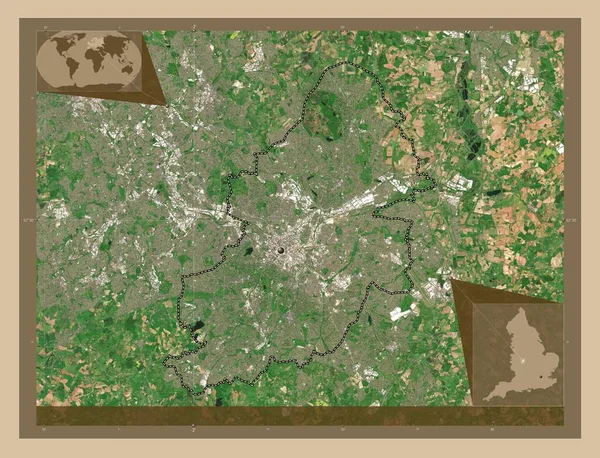 Birmingham Condado Administrativo Inglaterra Gran Bretaña Mapa Satelital Baja Resolución —  Fotos de Stock