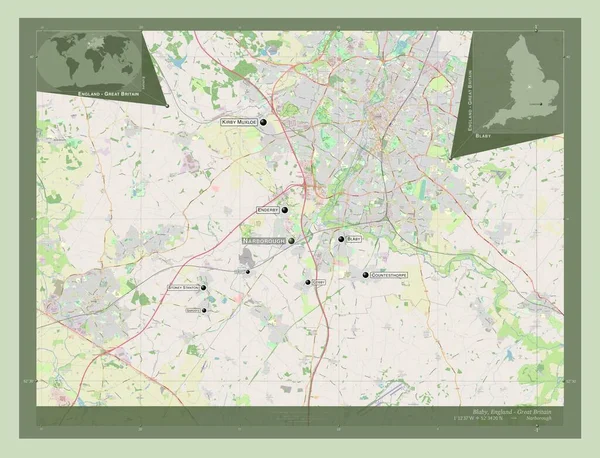 Blaby Distretto Non Metropolitano Dell Inghilterra Gran Bretagna Mappa Stradale — Foto Stock