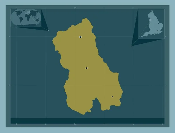 ブラックバーンはイギリスの統一的権威であるダーウェン 英語版 と共に イギリス しっかりした色の形 地域の主要都市の場所 コーナー補助位置図 — ストック写真