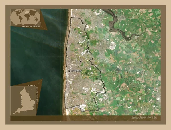 Blackpool Bestuurlijke Graafschap Engeland Groot Brittannië Lage Resolutie Satellietkaart Locaties — Stockfoto