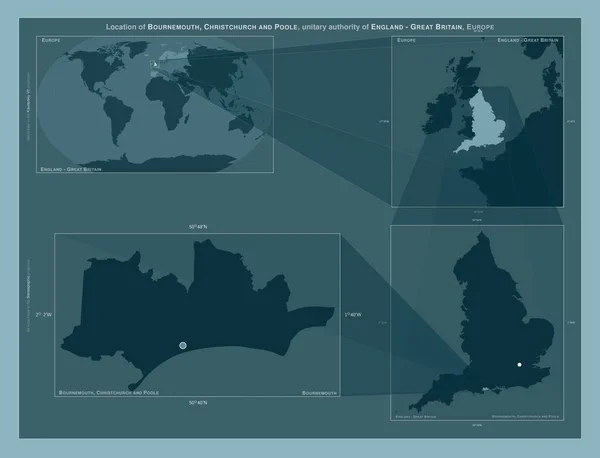 Борнмут Крайстчерч Пул Унитарная Власть Англии Великобритании Диаграмма Показывающая Расположение — стоковое фото