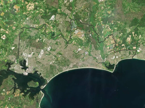 Bournemouth Christchurch Och Poole Enhetlig Auktoritet England Storbritannien Lågupplöst Satellitkarta — Stockfoto