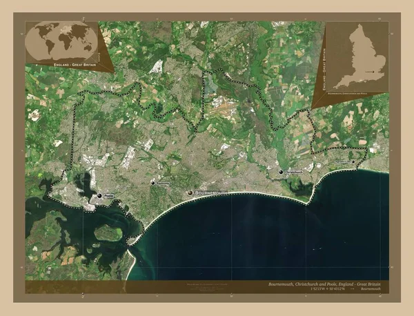 Bournemouth Christchurch Och Poole Enhetlig Auktoritet England Storbritannien Lågupplöst Satellitkarta — Stockfoto
