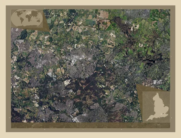 布拉克内尔森林 英格兰的行政区划 大不列颠 高分辨率卫星地图 该区域主要城市的所在地点 角辅助位置图 — 图库照片