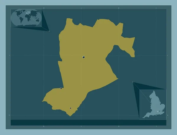 ブラックネルの森 イングランドの行政郡 イギリス しっかりした色の形 地域の主要都市の場所 コーナー補助位置図 — ストック写真
