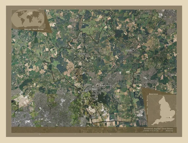 Brentwood Niemetropolitalna Dzielnica Anglii Wielka Brytania Mapa Satelity Wysokiej Rozdzielczości — Zdjęcie stockowe