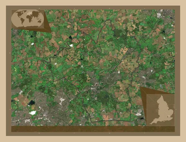 布伦特伍德 英格兰非大都市地区 大不列颠 低分辨率卫星地图 角辅助位置图 — 图库照片