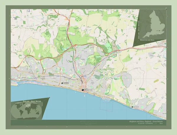 Brighton Hove Jednolity Autorytet Anglii Wielka Brytania Otwórz Mapę Ulic — Zdjęcie stockowe