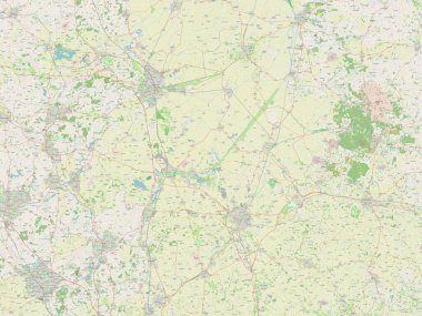 Cambridgeshire, İngiltere idari bölgesi - Büyük Britanya. Açık Sokak Haritası