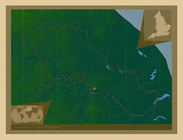 Бродленд Неметаморфозный Район Англии Великобритания Цветная Карта Высоты Озерами Реками — стоковое фото